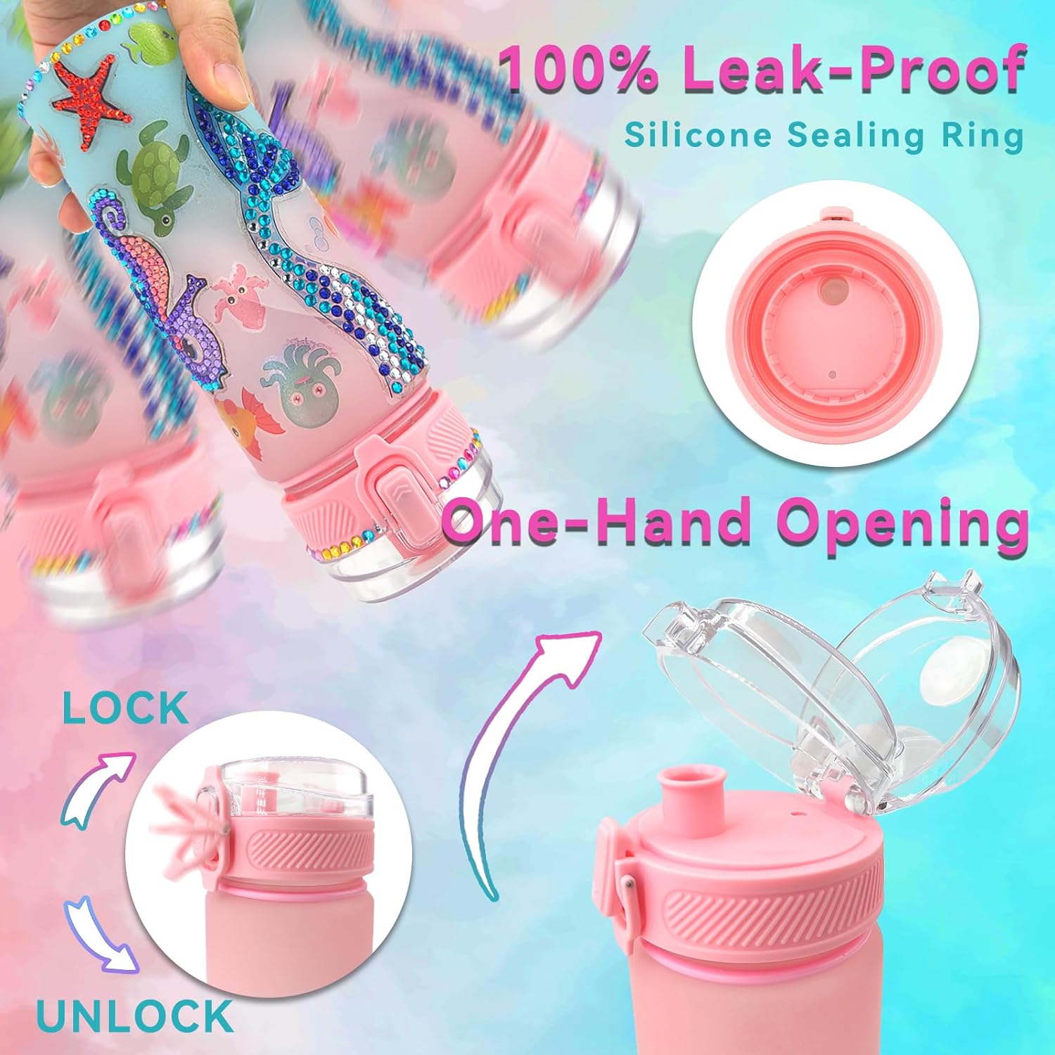Decorate Your Own Water Bottle Kits for Girls Unicorn/Mermaid