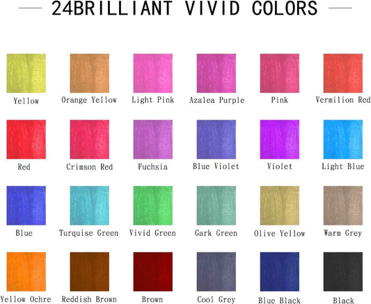 MAIKEDEPOT 24 Colors Watercolor Brush Pens with 1 Blending Brush - TTpen