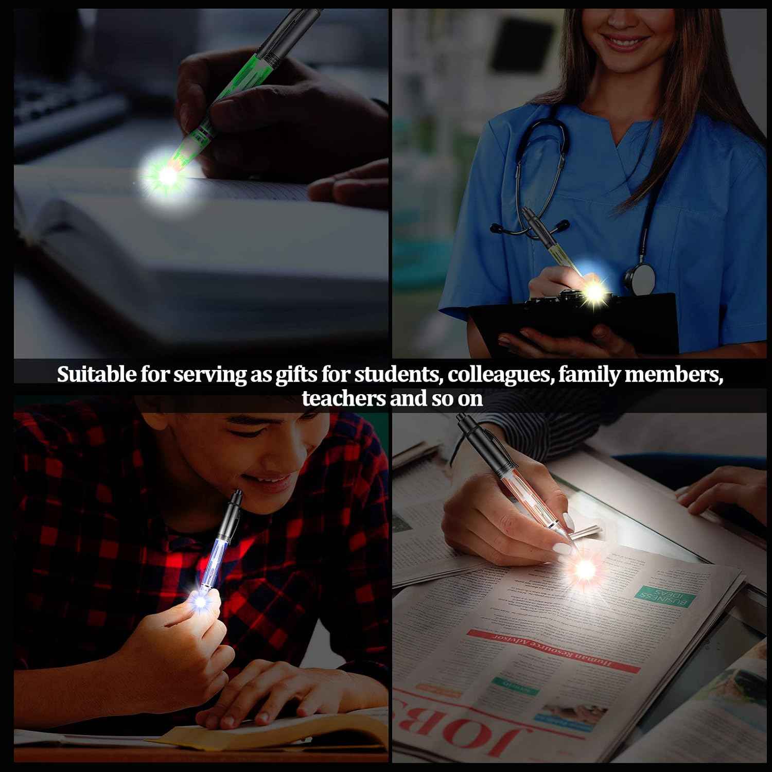 16Pcs LED Penlight Light-up Ballpoint Pens for Night Writing Rainbow - TTpen