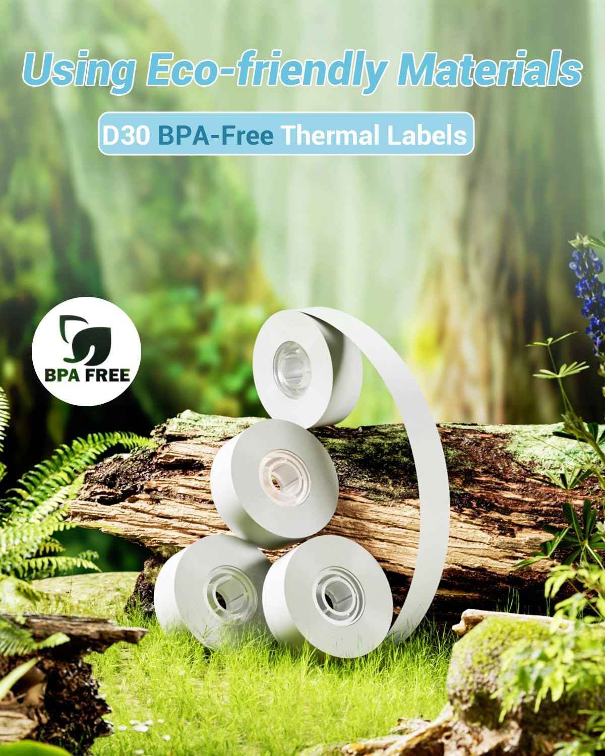 Phomemo D30 Adhesive White Label Paper (12mm X 40mm) White,3 Roll - TTpen