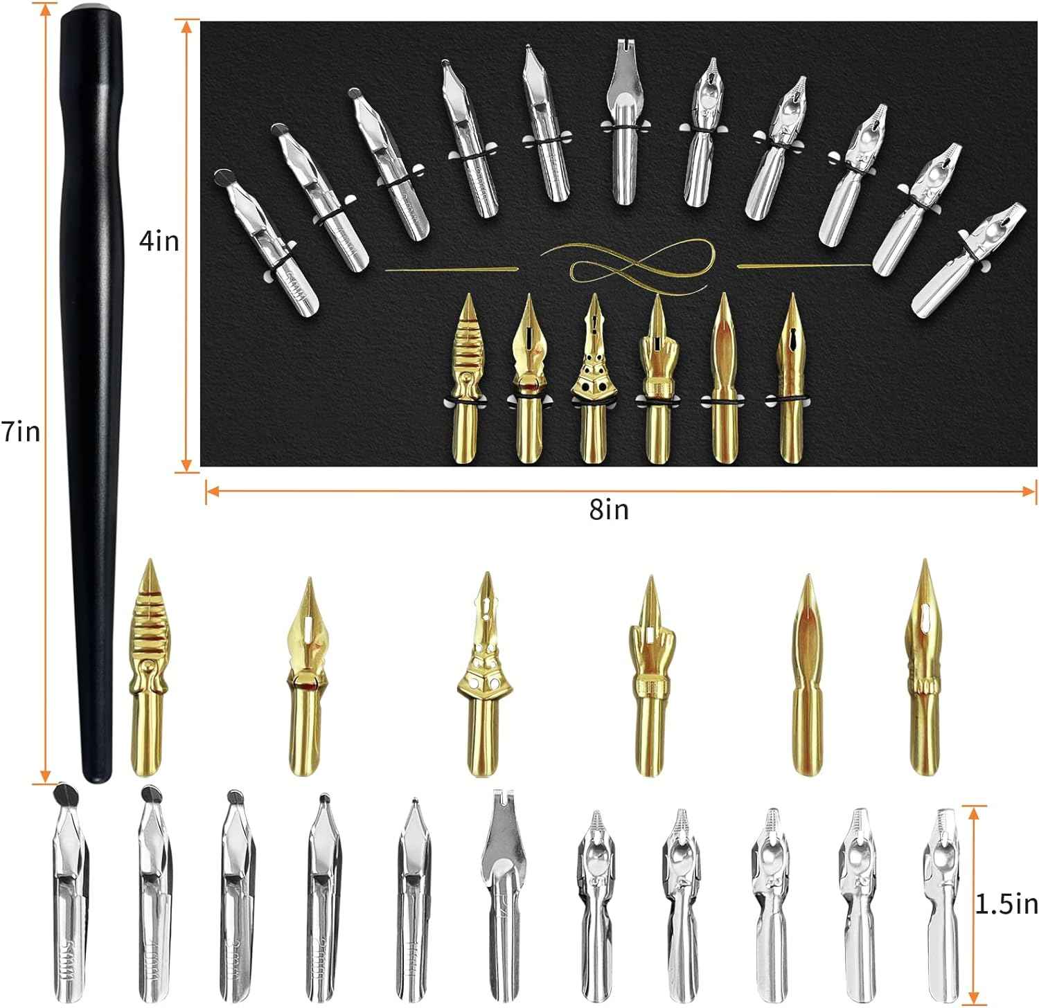 17 Pieces Stainless Steel Calligraphy Pen Nibs Set - TTpen