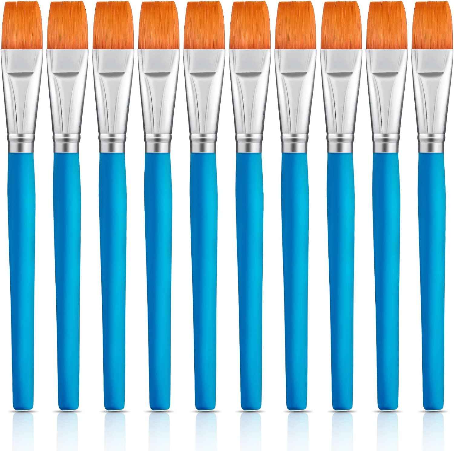 10 Pieces 3/4 Inch Flat Acrylic Paint Brushes for Kid Adult - TTpen