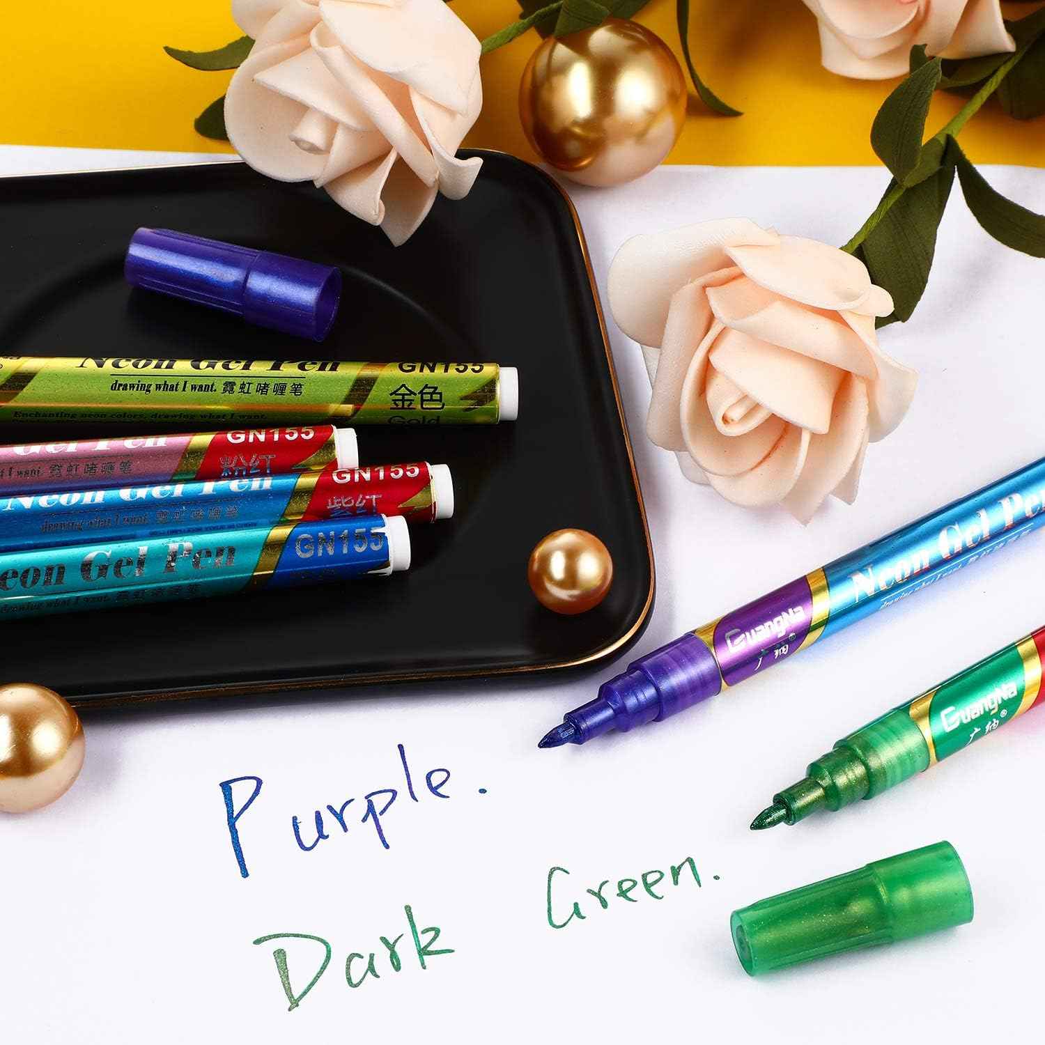 Guangna Neon Gel Pen Glitter Double Color Metallic Marker-24 Colors - TTpen