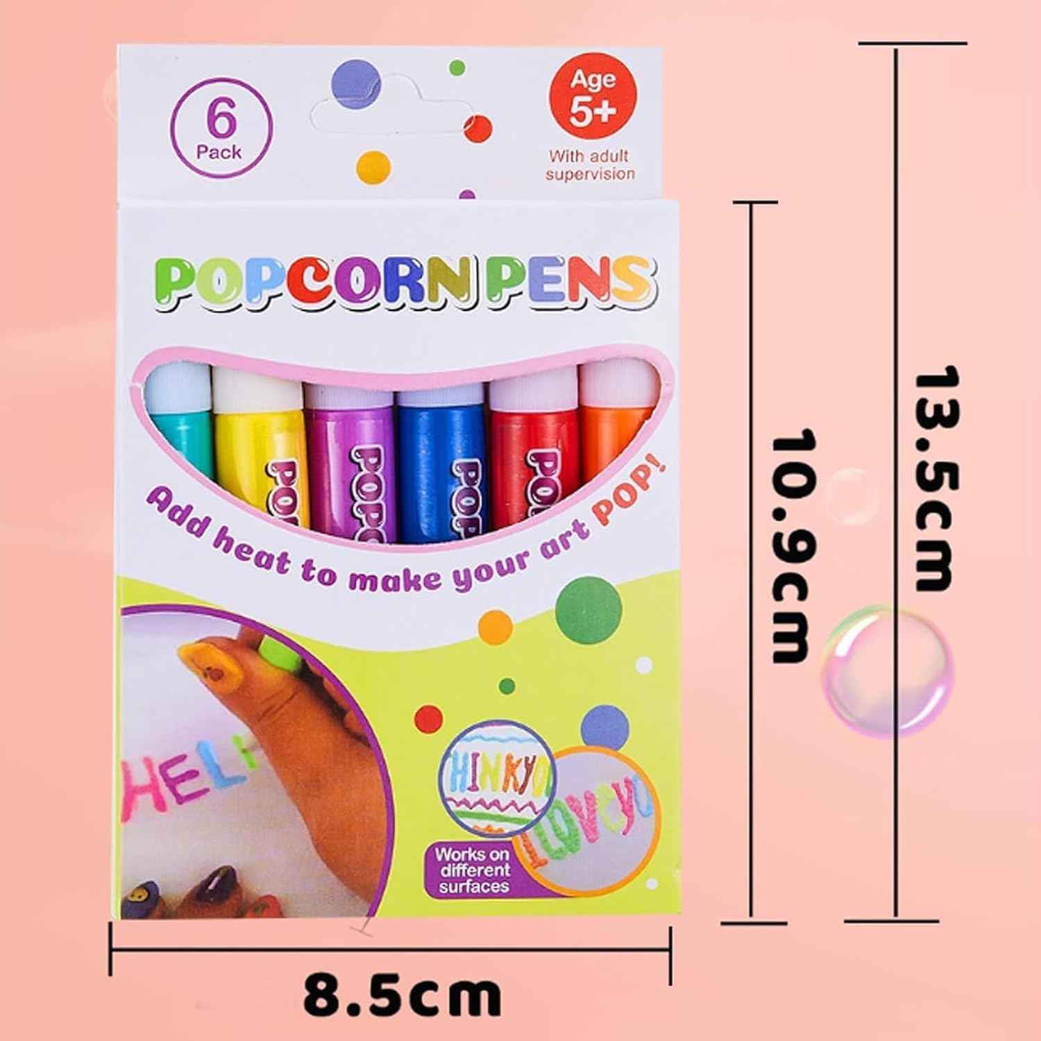 DIY Bubble Popcorn Drawing Pens,6 Color Magic Puffy Pens 2 Pack - TTpen