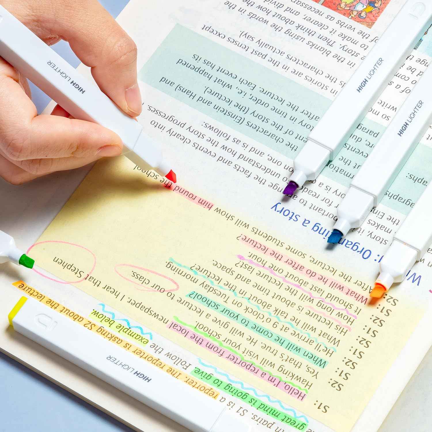 M&G 6Pcs Multicolor No Bleed Dry Quick Chisel Tip Highlighters - TTpen