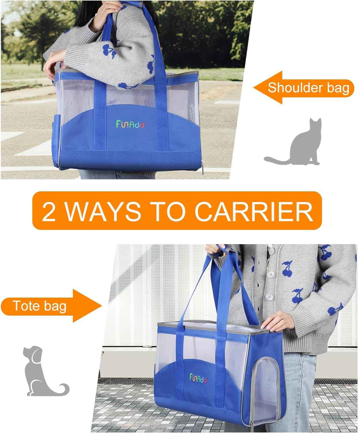 FunAdd Pet Pet Carrier,Airline Approved,for Small Dogs and Cats - TTpen