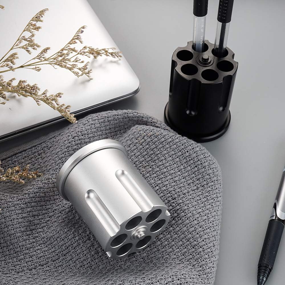 Aluminum Rotating Revolver Pen Holder with 6 Holes