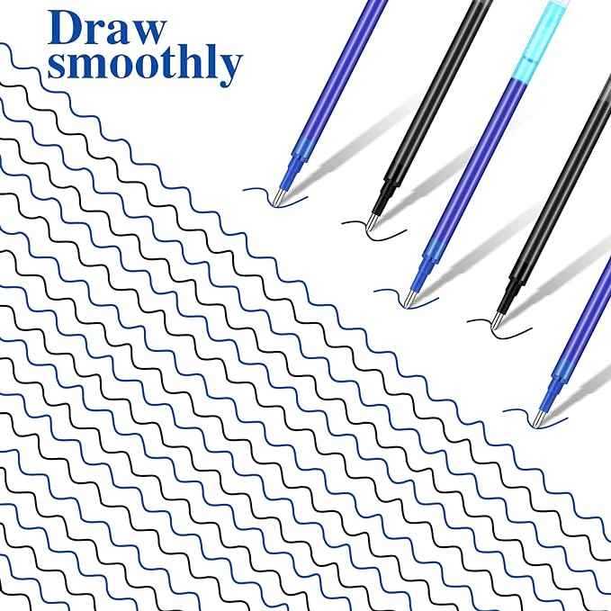 24 Pieces Erasable Gel Ink Pen Refills Point 0.7 mm (Black,Blue) - TTpen