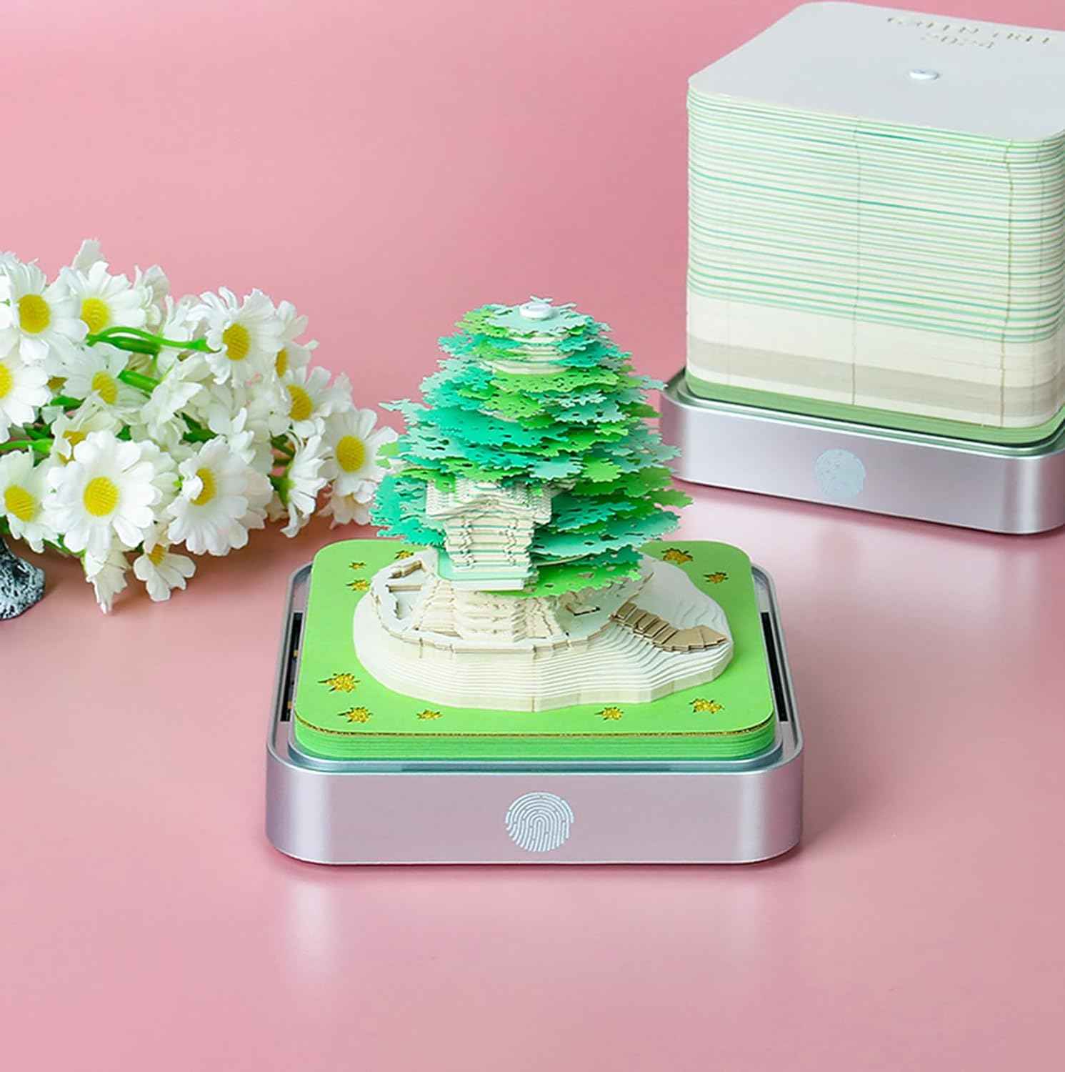 2024 Desk Calendar With LED Lights Sakura Tree House Pink Green - TTpen