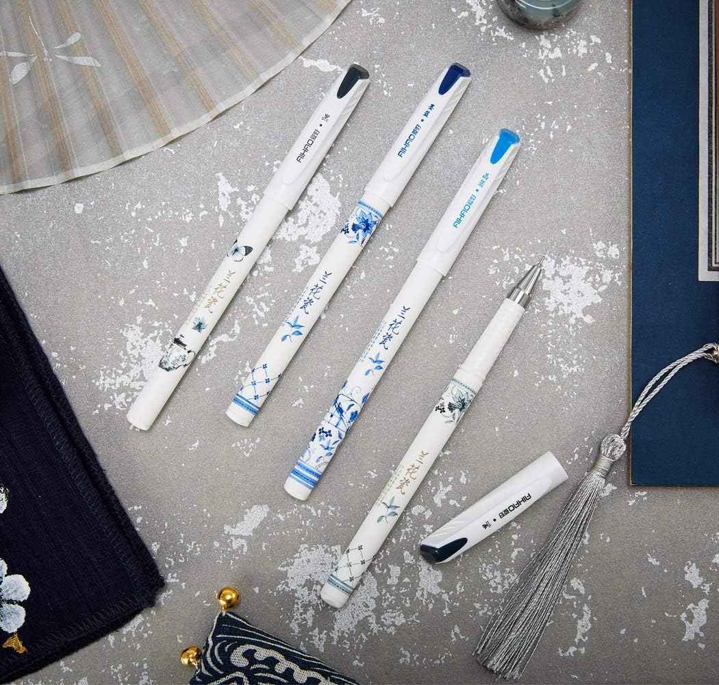 AIHAO Orchid Porcelain Pattern Gel Ink Pens 0.5mm Fine Point 12 pack - TTpen