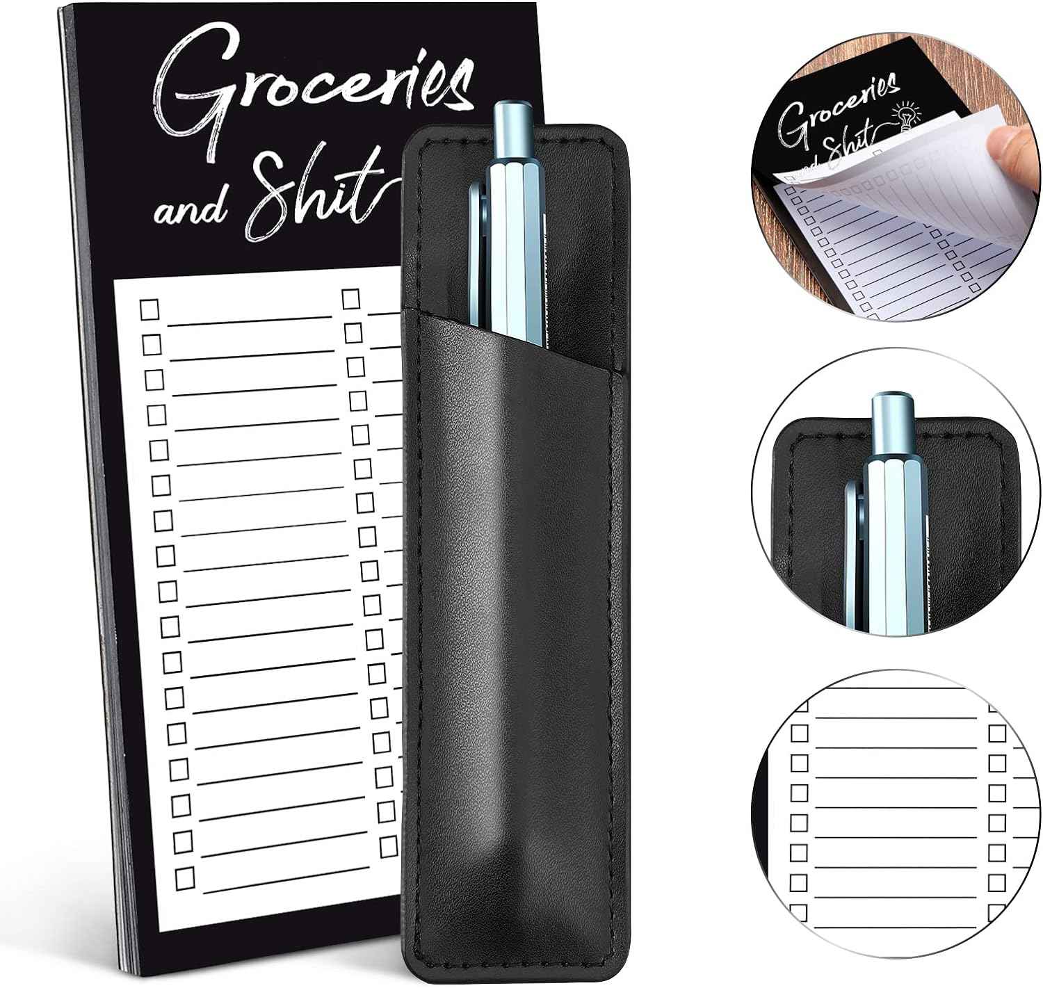 Grocery List Memo Magnet Refrigerator Notepad with 1 Piece Pen Holder - TTpen