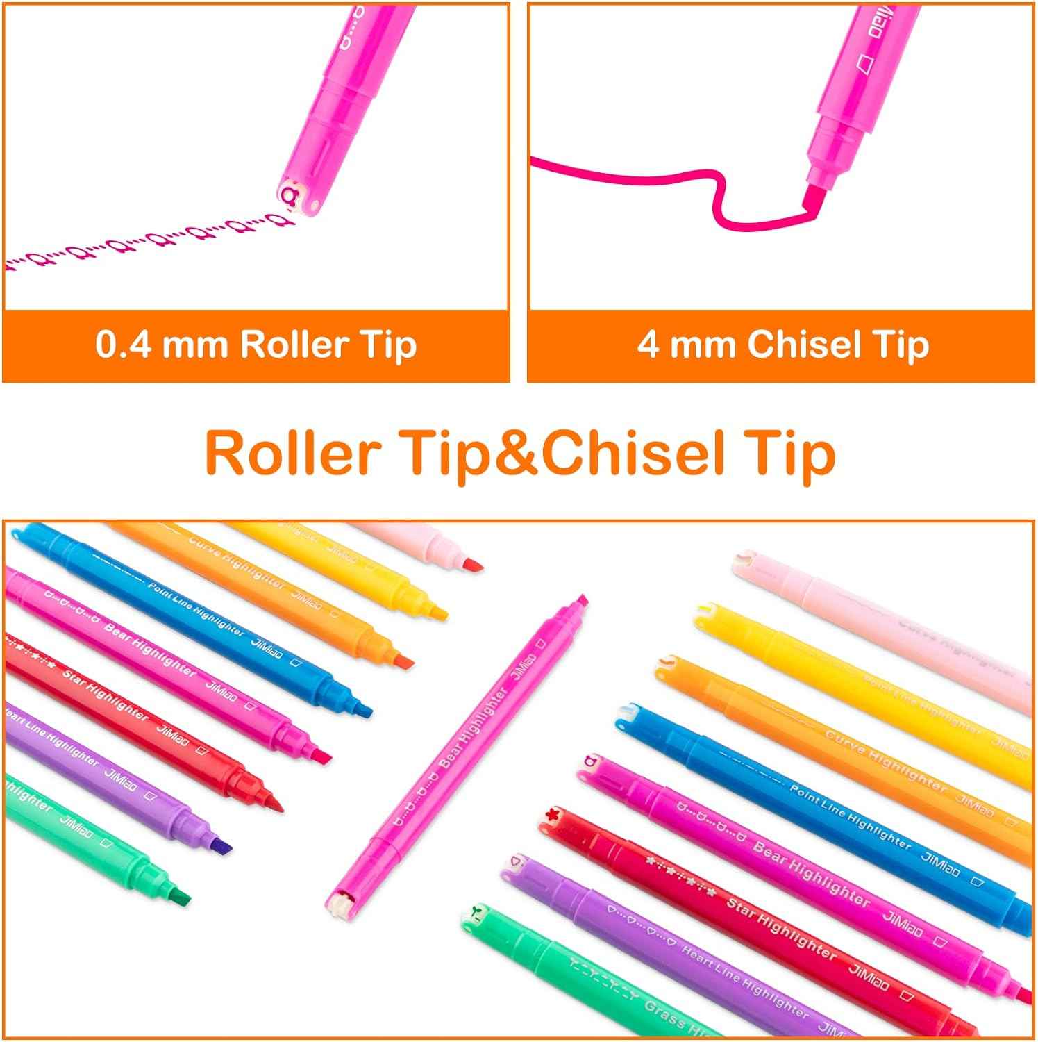 8PCS Curve Highlighter Line Shaped Pens for Writing Journaling - TTpen