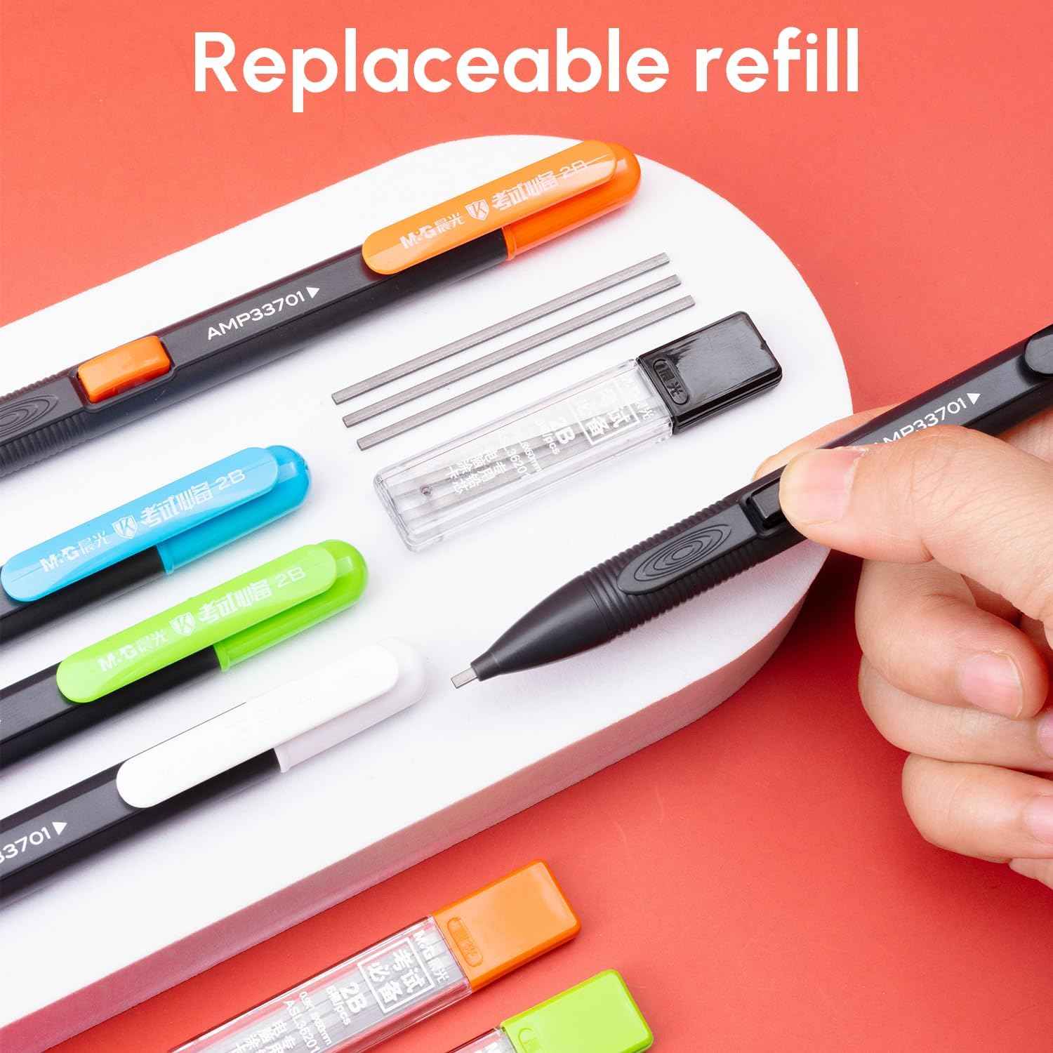 M&G 9Pcs Mechanical Pencils and 2B Black Lead Refills Set - TTpen