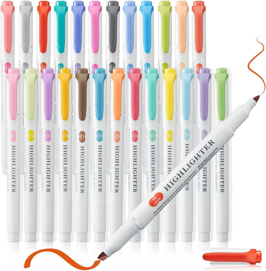 MAIKE Real Mild Pastel Highlighters 25 Assorted Colors Markers - TTpen