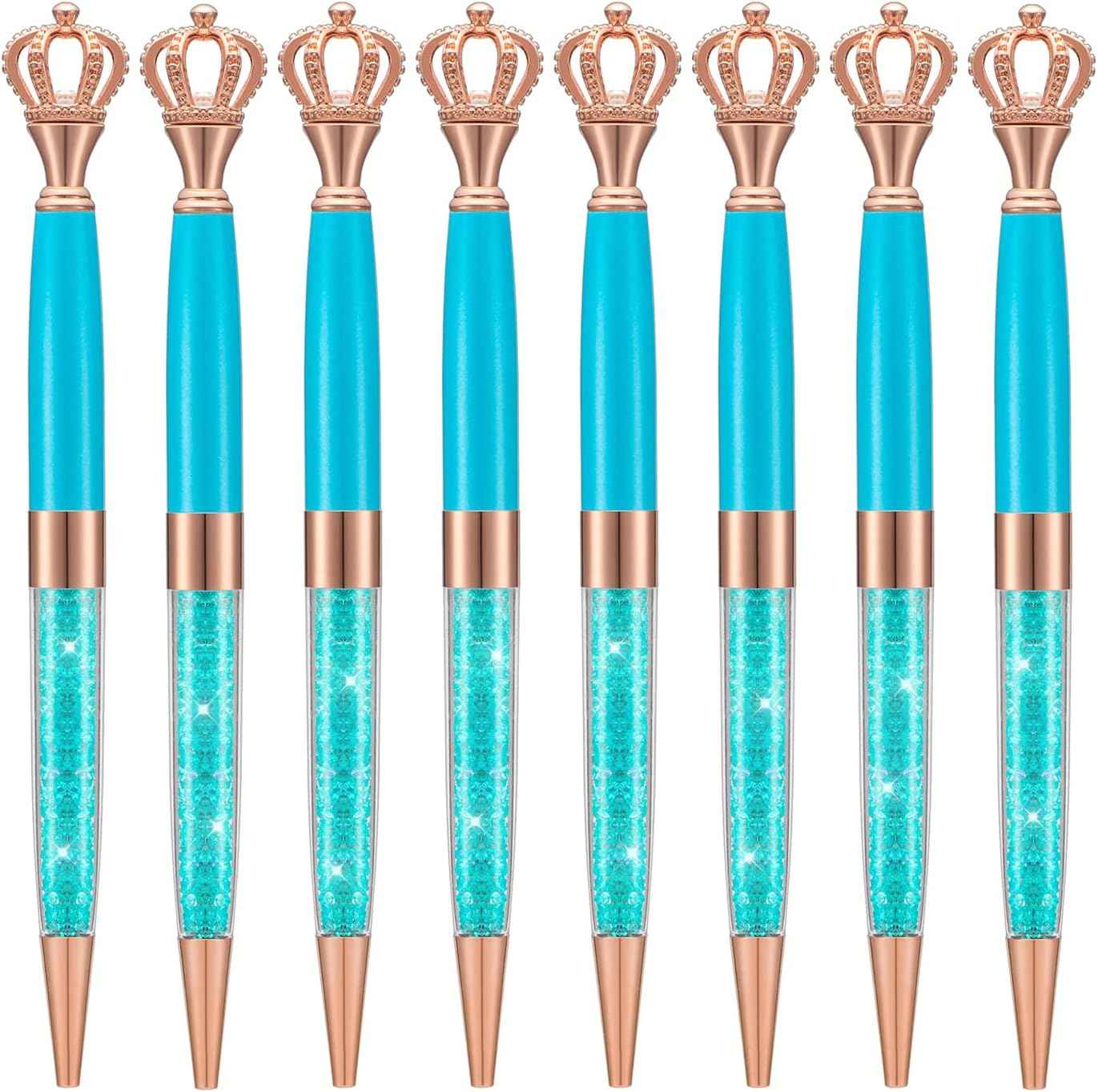 8 Pieces Crystal Crown Ballpoint Pen Set for Women Kid Girl - TTpen