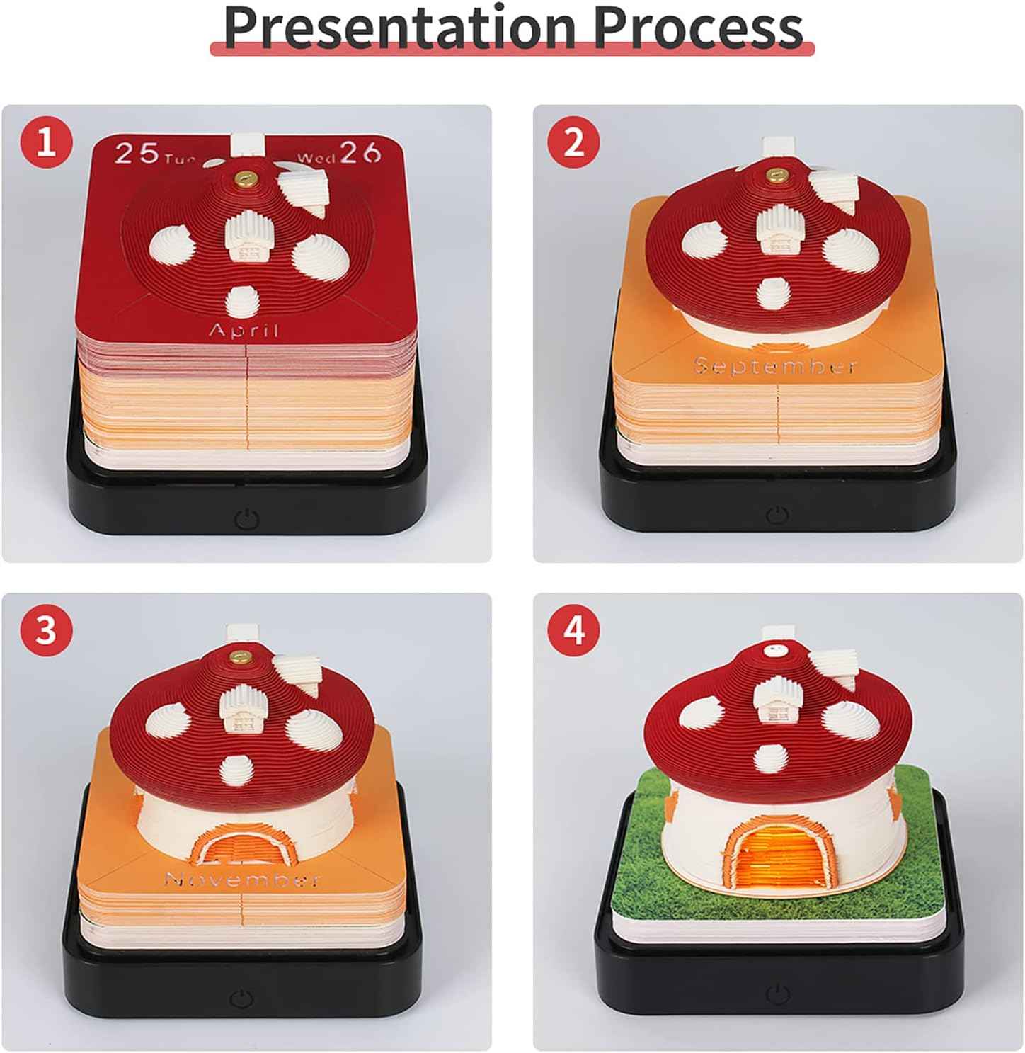 2024 Time Piece Mushroom Calendar Memo Pad with LED Lights - TTpen