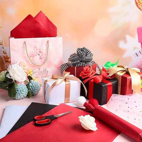 100 Sheets Tissue Wrapping Paper for DIY Crafts 35x50cm Black White Red - TTpen