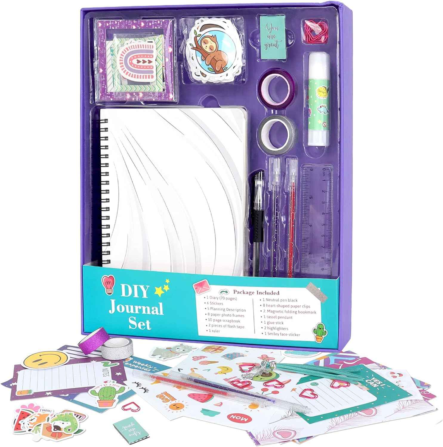 DIY Journal Kit for Girls 8-12 Purple Scrapbook Diary Supplies Set - TTpen