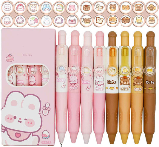 8Pcs Cute Mini Bunny and Bear Kawaii Rabbit Gel Pens