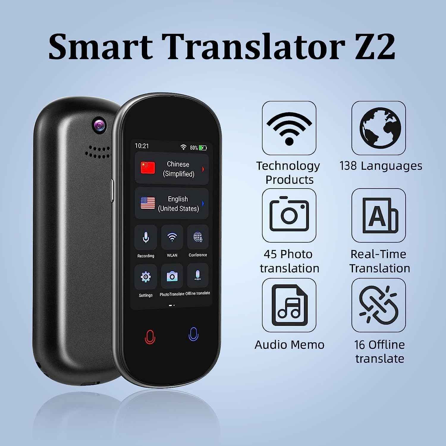 Z2 Intelligent Voice Translator,Electronic Instant 138 Foreign Language Translator - TTpen