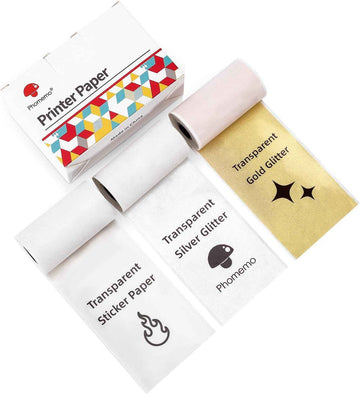 Phomemo M02/M03/M04S Transparent/Silver/Gold Glitter Sticker Paper(50mm X 3.5m) - TTpen