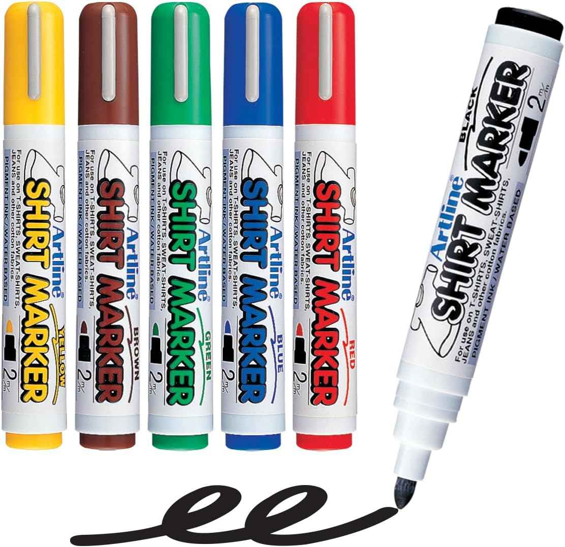 Artline Fade Proof T Shirt Markers Fabric Pens 6 Colors