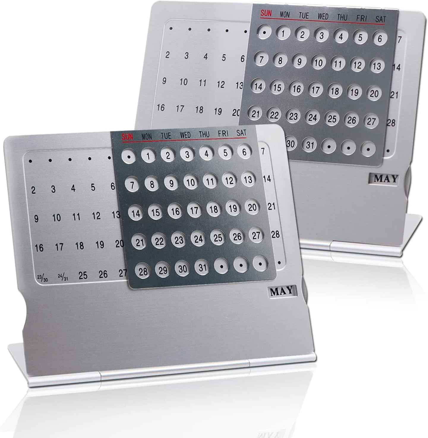 2 Pack Aluminum Alloy Mini Desk Calendar