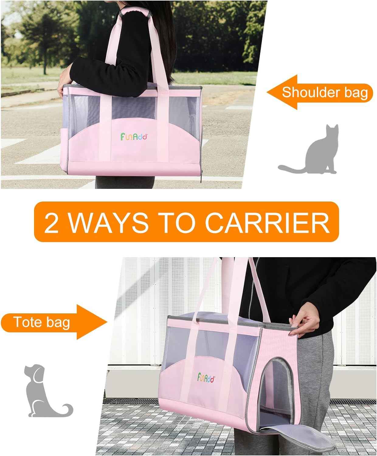 FunAdd Pet Pet Carrier,Airline Approved,for Small Dogs and Cats - TTpen