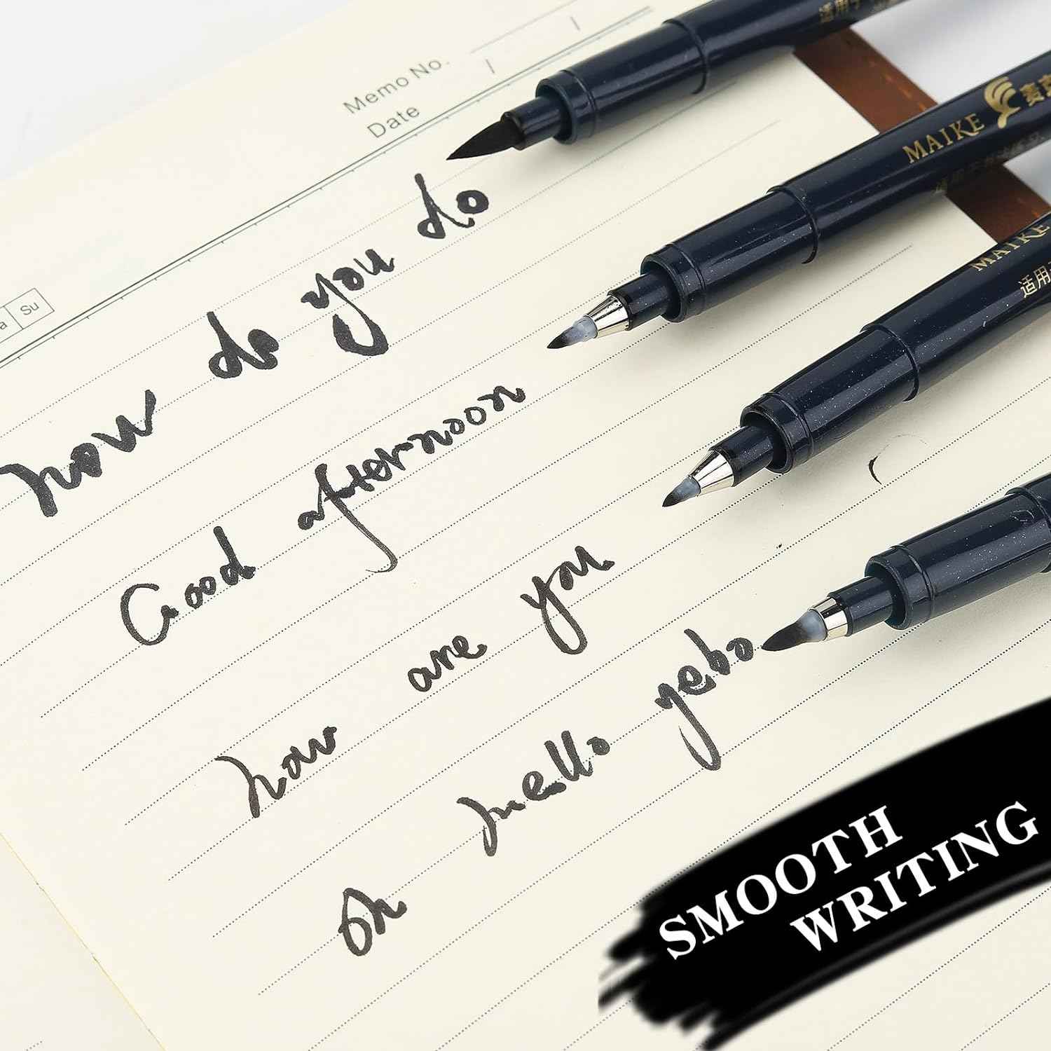 MAIKE 4 Size Calligraphy Brush Pens Water Based Black Ink Marker Set - TTpen