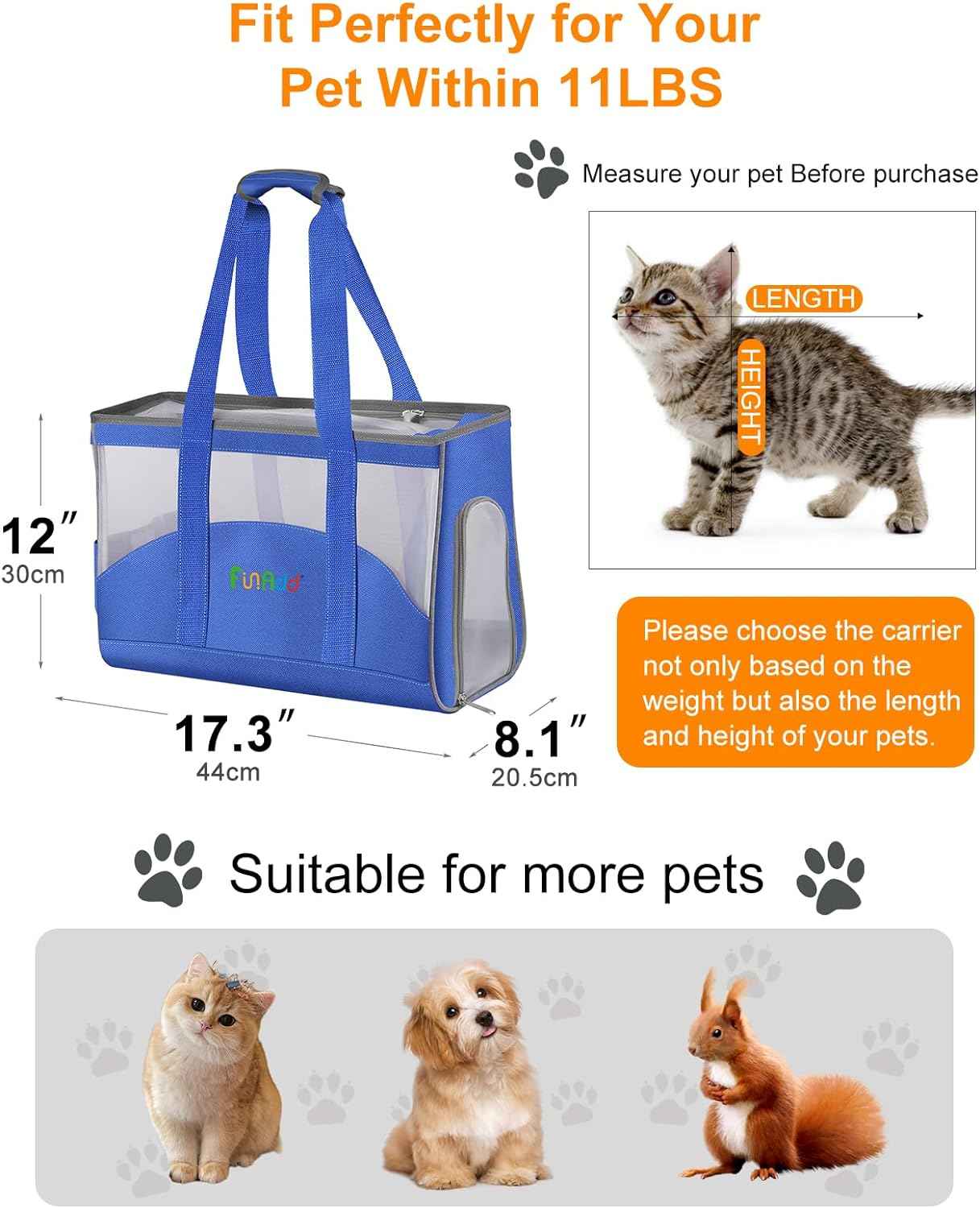 FunAdd Pet Pet Carrier,Airline Approved,for Small Dogs and Cats - TTpen