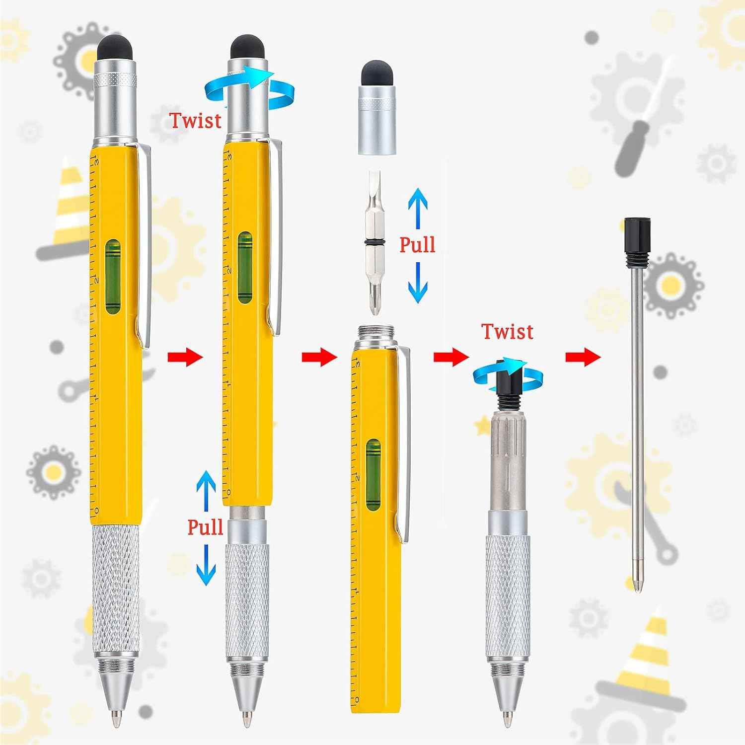 4 Pack 6IN1 Multitool Pen with Extra Refills Set - TTpen