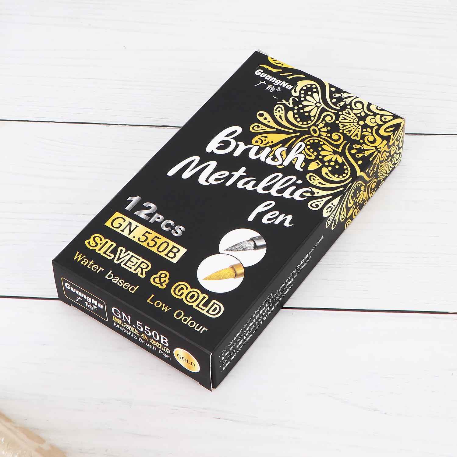 12pcs Metallic Brush Craftwork Marker Pens Gold - TTpen