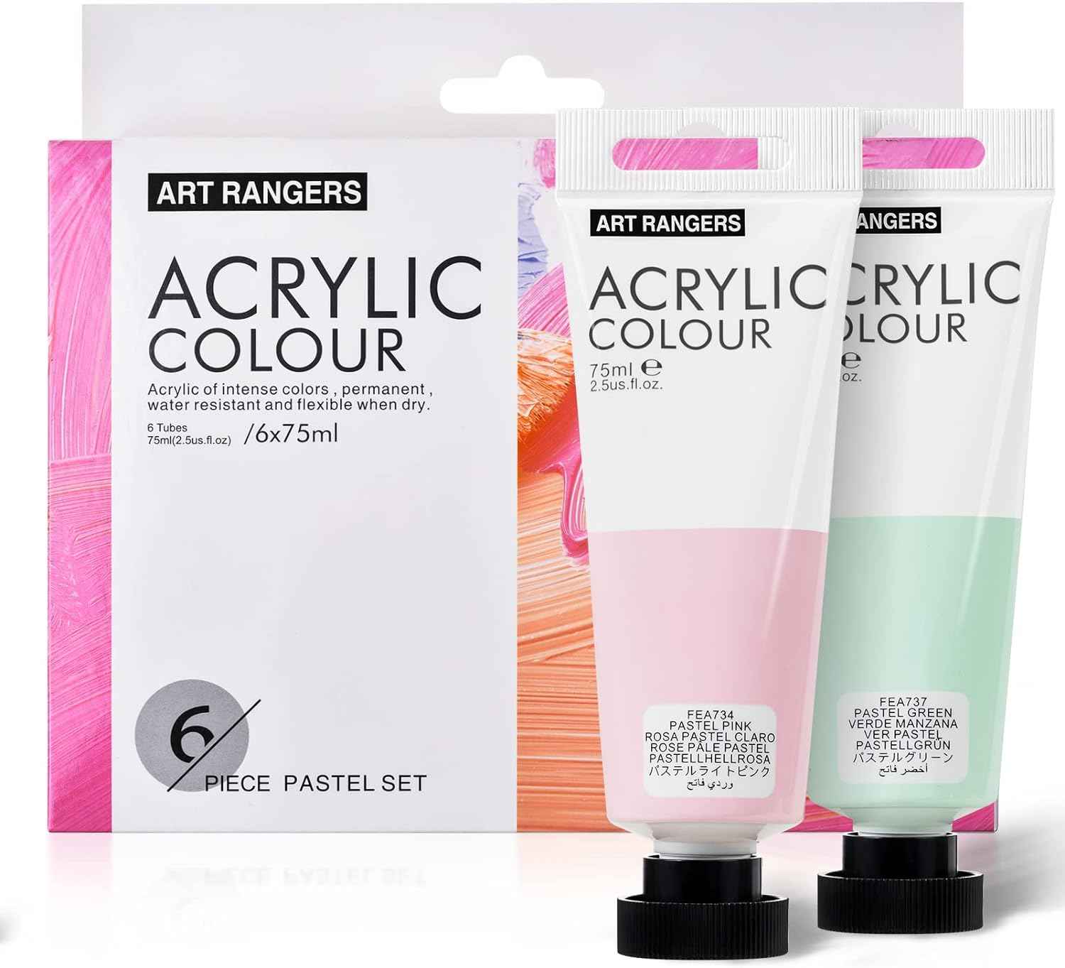 6 Acrylic Paint Art Supplies Set,75 ml Tubes,Macron Color - TTpen