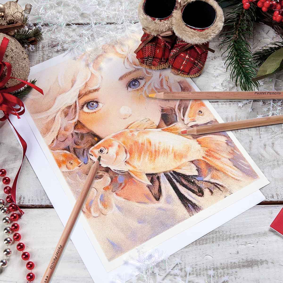 NYONI Professional 24 Pastel Chalk Colored Charcoal Pencils - TTpen