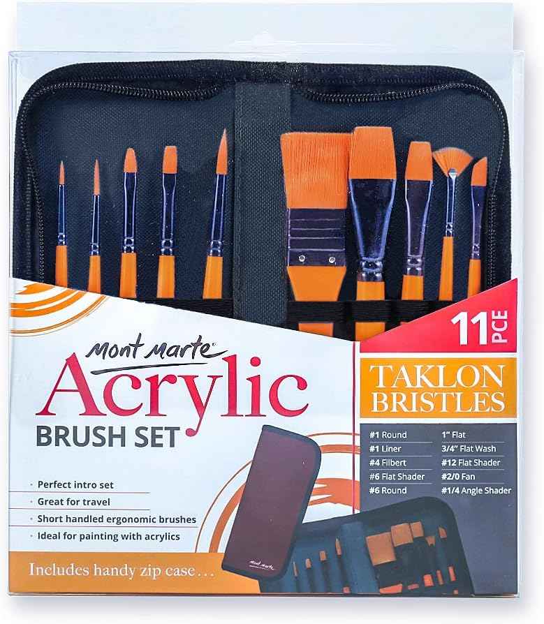 Mont Marte 10pcs Art Paint Brushes Set for Acrylic Painting - TTpen