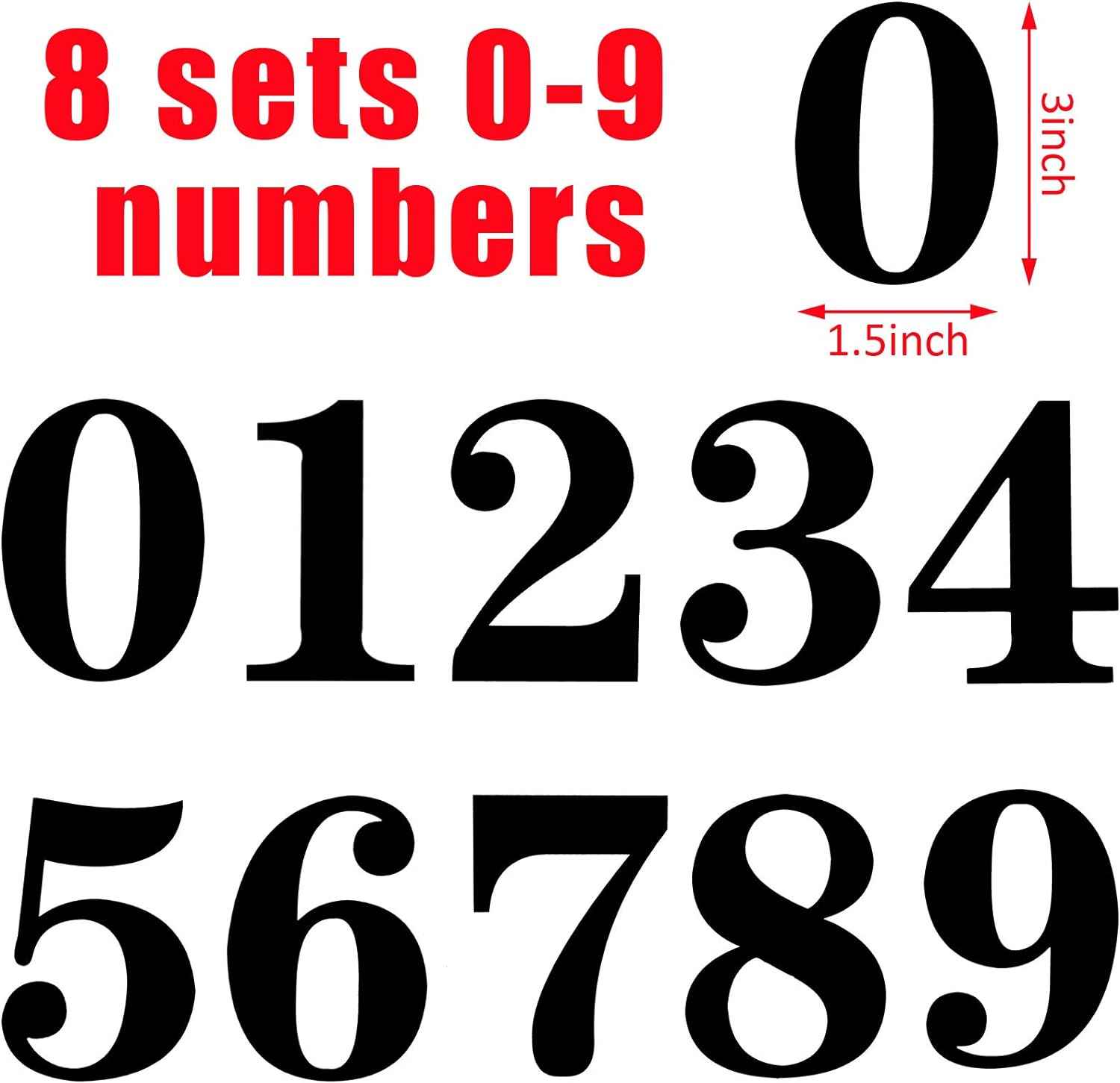 Black Mailbox Numbers Sticker 3 Inch Self Adhesive 8 Pack - TTpen