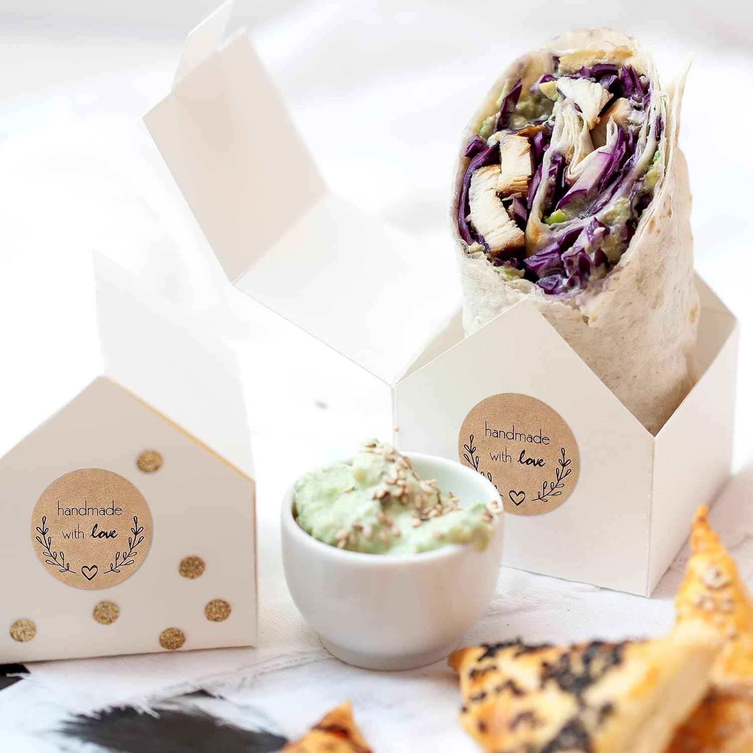 1000Pcs Kraft Sticker Paper Adhesive Labels Handmade with Love Stickers 1 Inch - TTpen