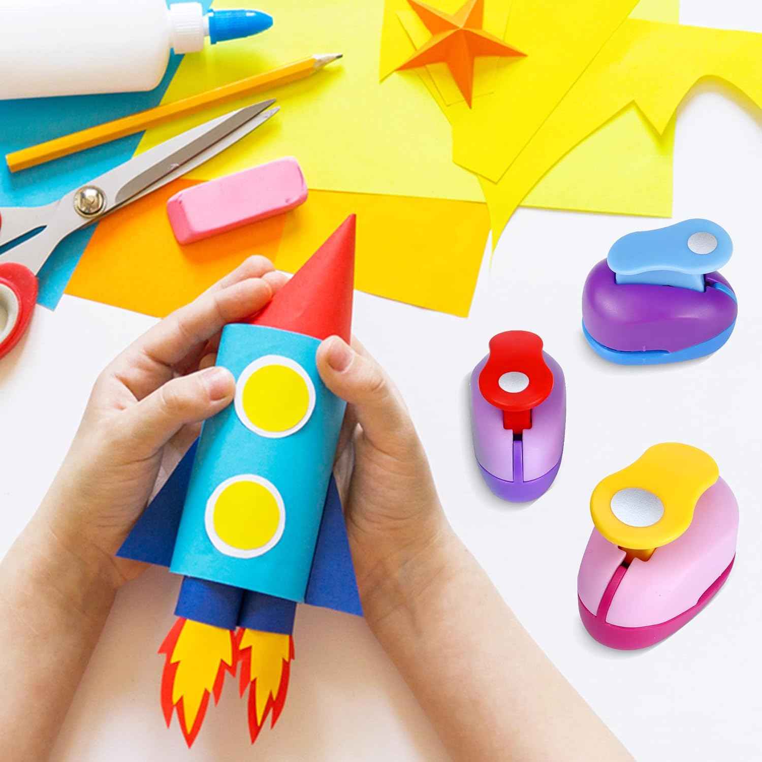 3Pcs 1 Inch Paper Punches with Heart,Star,Circle Craft Hole Shapes - TTpen