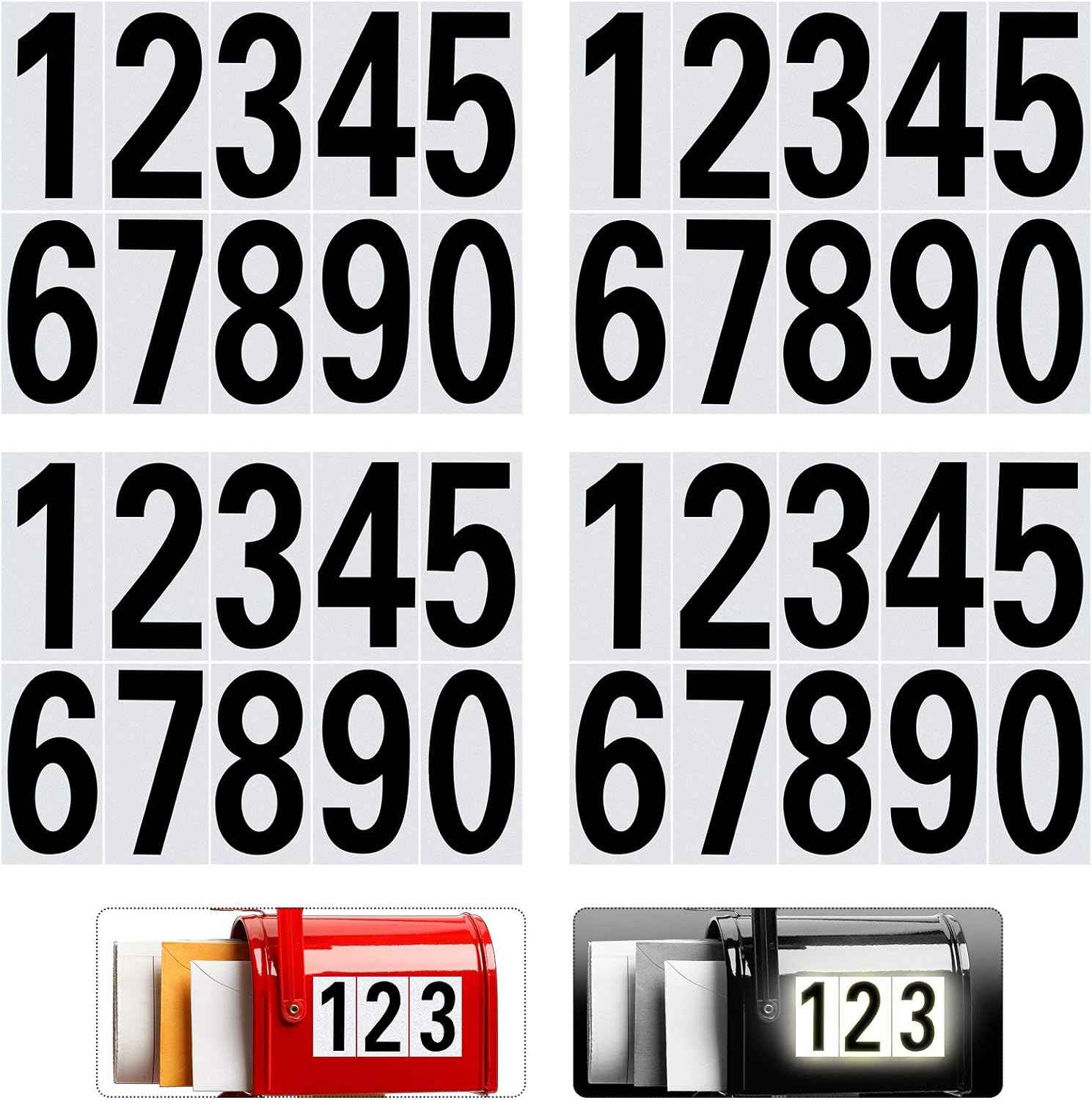 40pcs Mailbox Number 0-9 Sticker Decal Adhesive Black 3 Inch - TTpen