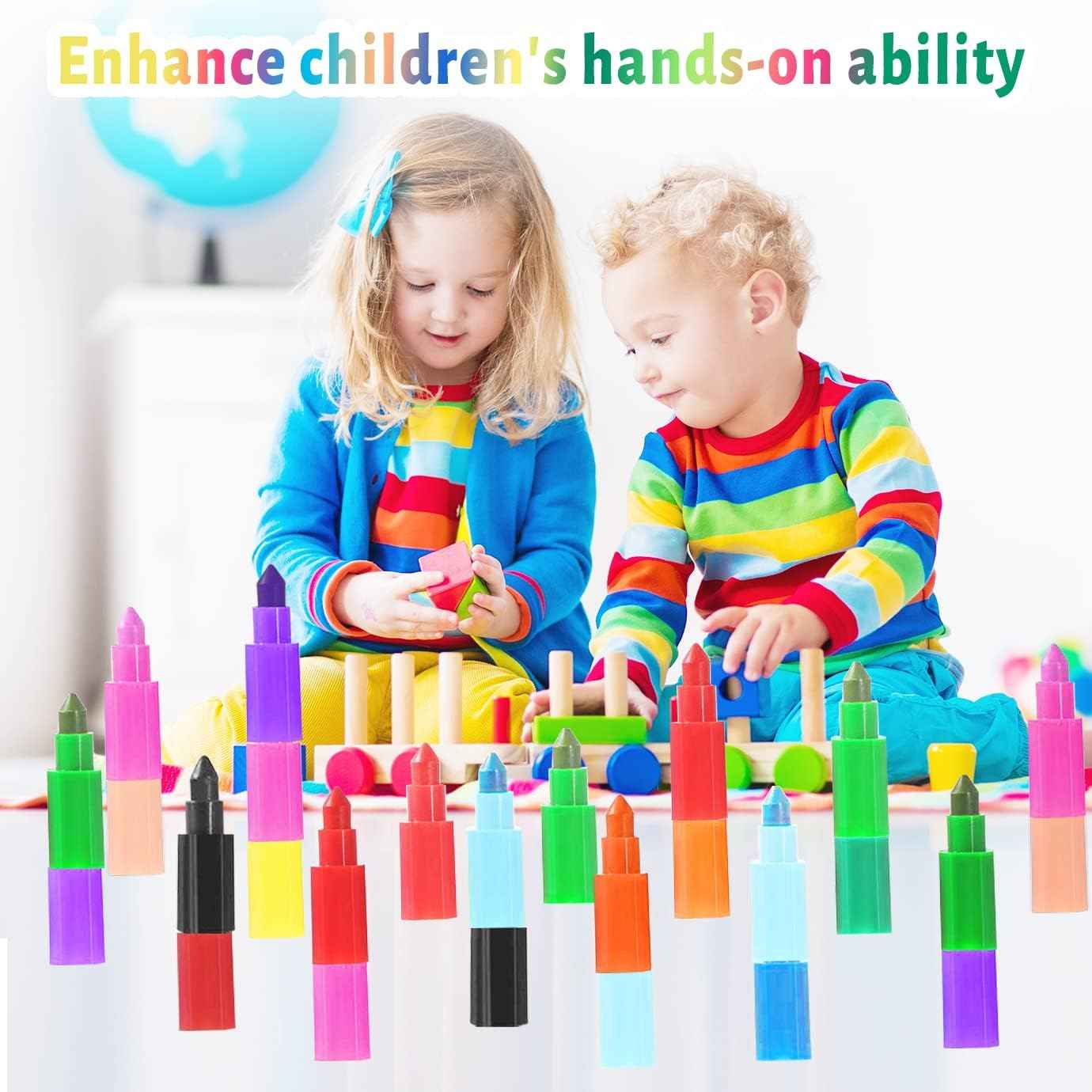 18Pcs Stacking Buildable 12in1 Wax Crayons for Kids - TTpen