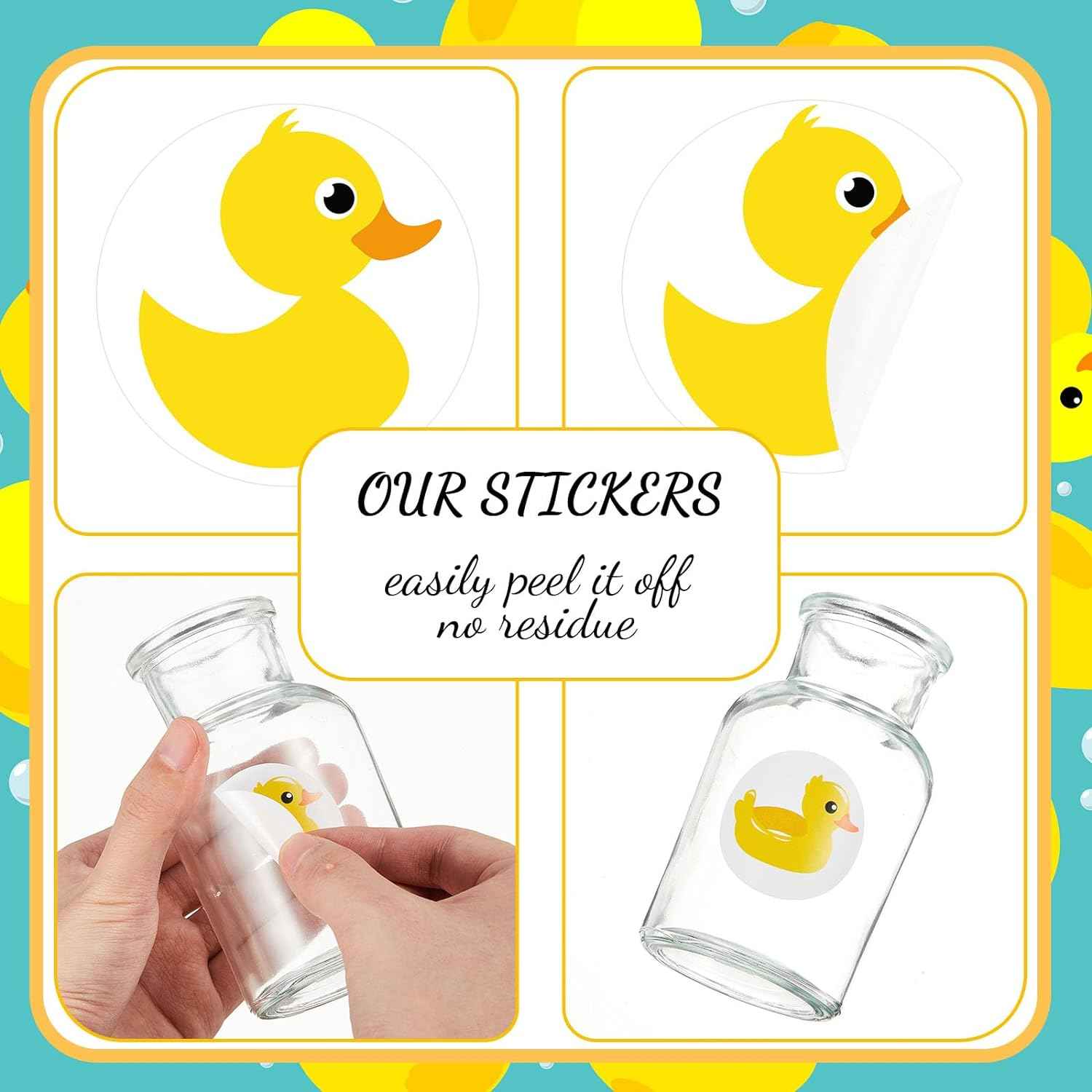 1000Pcs Yellow Duck Stickers for Bag Water Bottle 1.5 Inch - TTpen