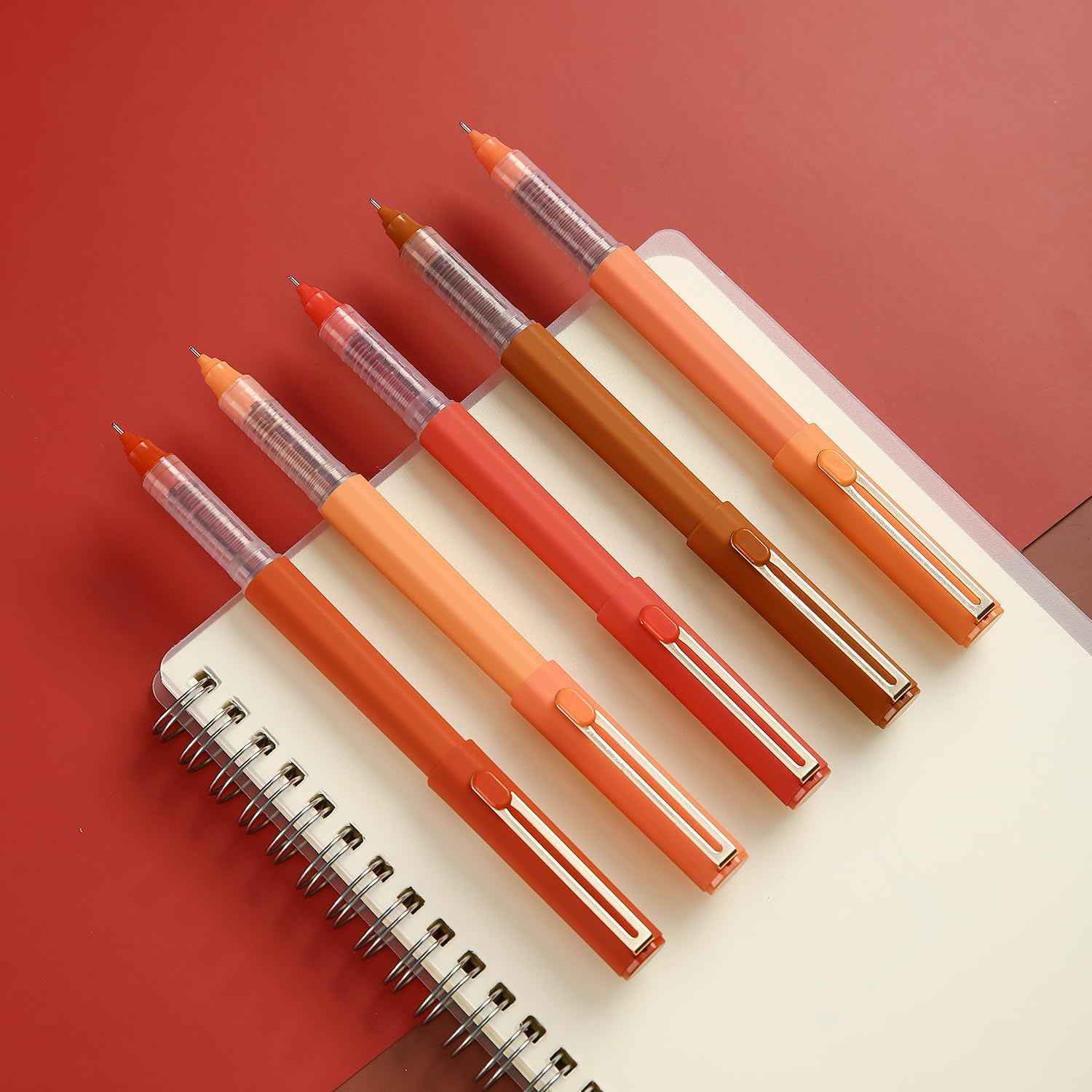 5Pcs Liquid Rollerball Pens Ultra Fine Point Black Ink,Caramel Color - TTpen