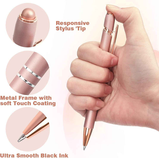 2-in-1 Stylus Retractable Ballpoint Pen with Stylus Tip,1.0mm Black Ink - TTpen