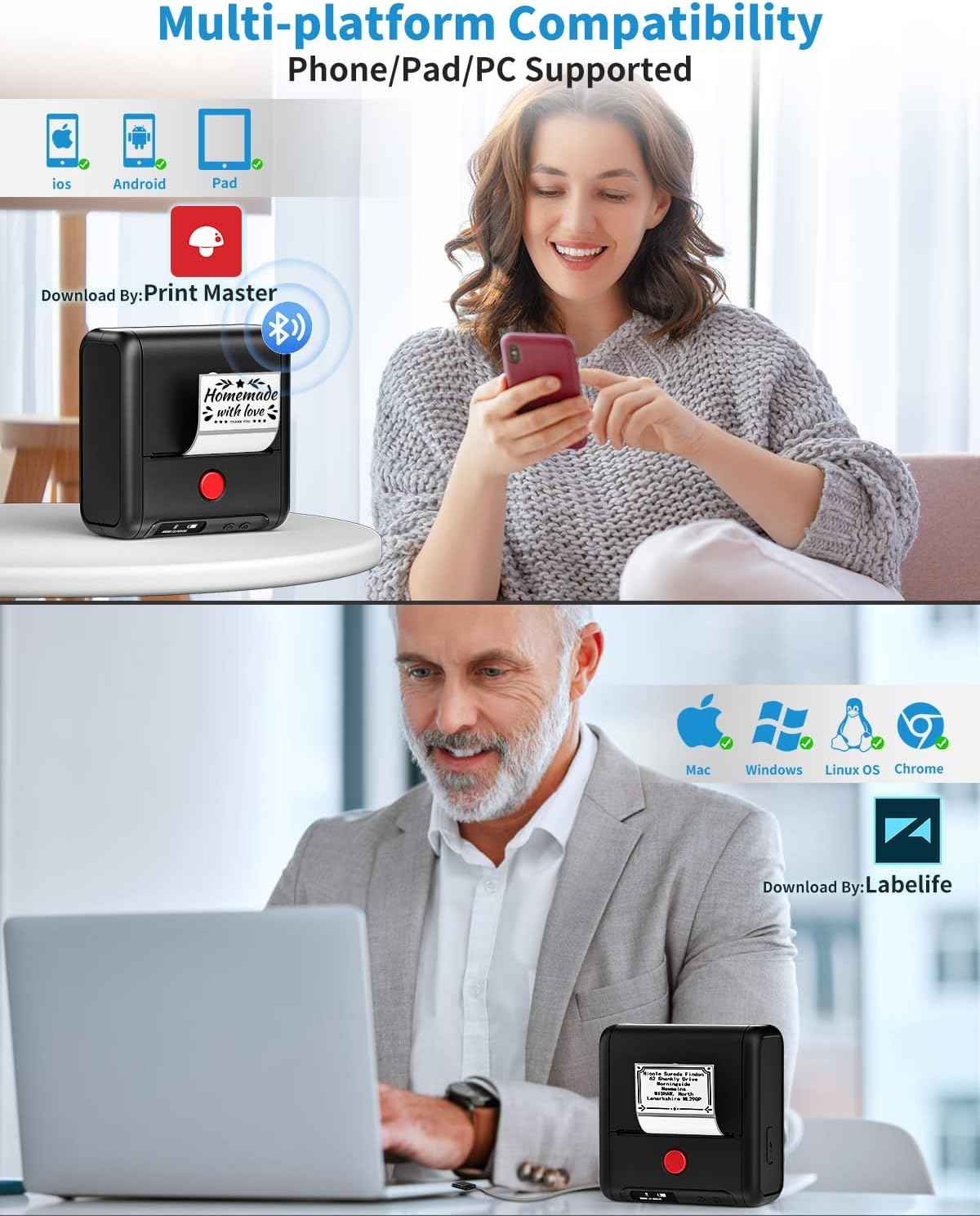 Phomemo M200 Label Maker,Bluetooth Thermal Label Printer (Type-C Charger) - TTpen