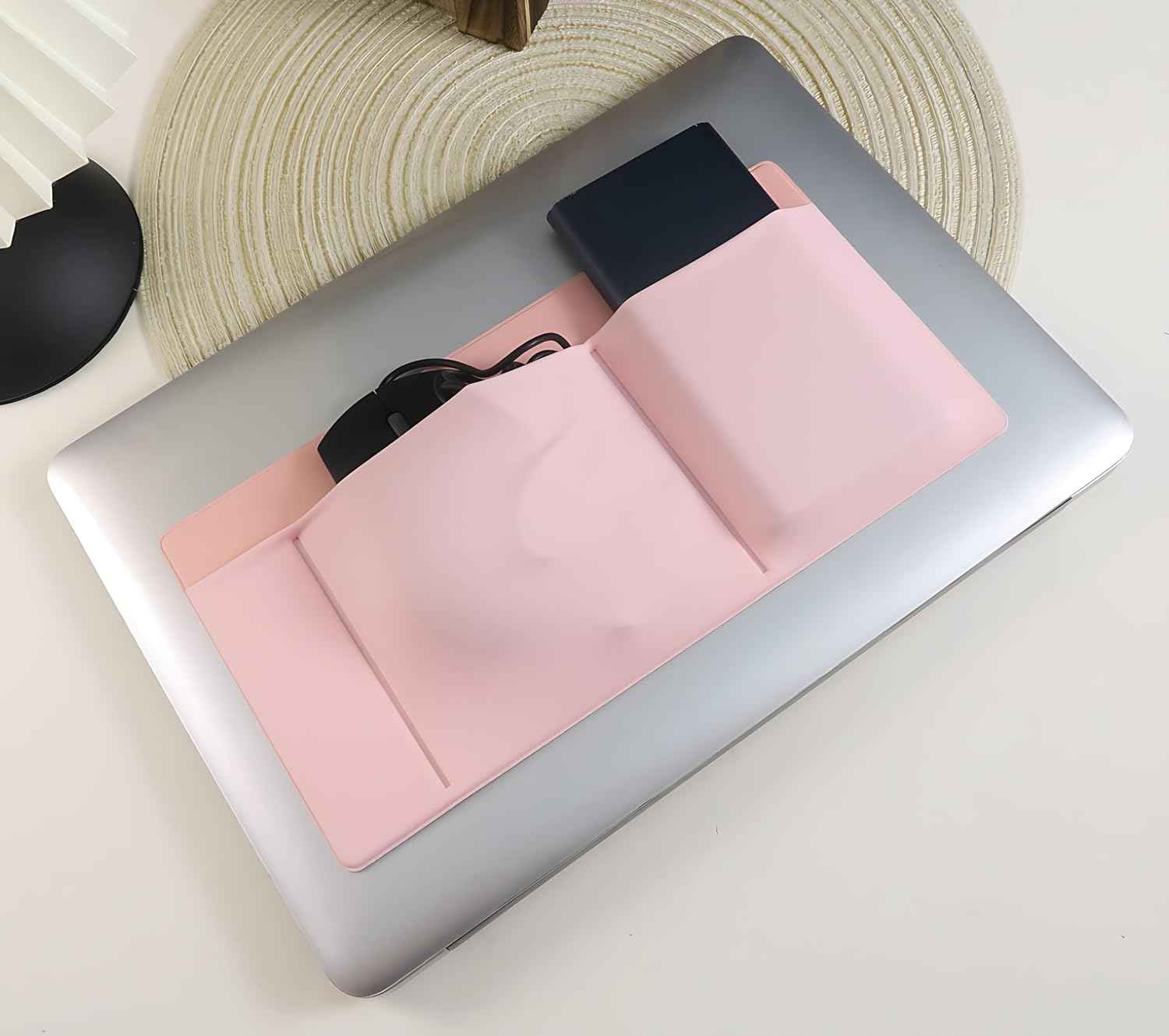 3-Pocket Organizer, Mouse Holder for Laptop Stick on