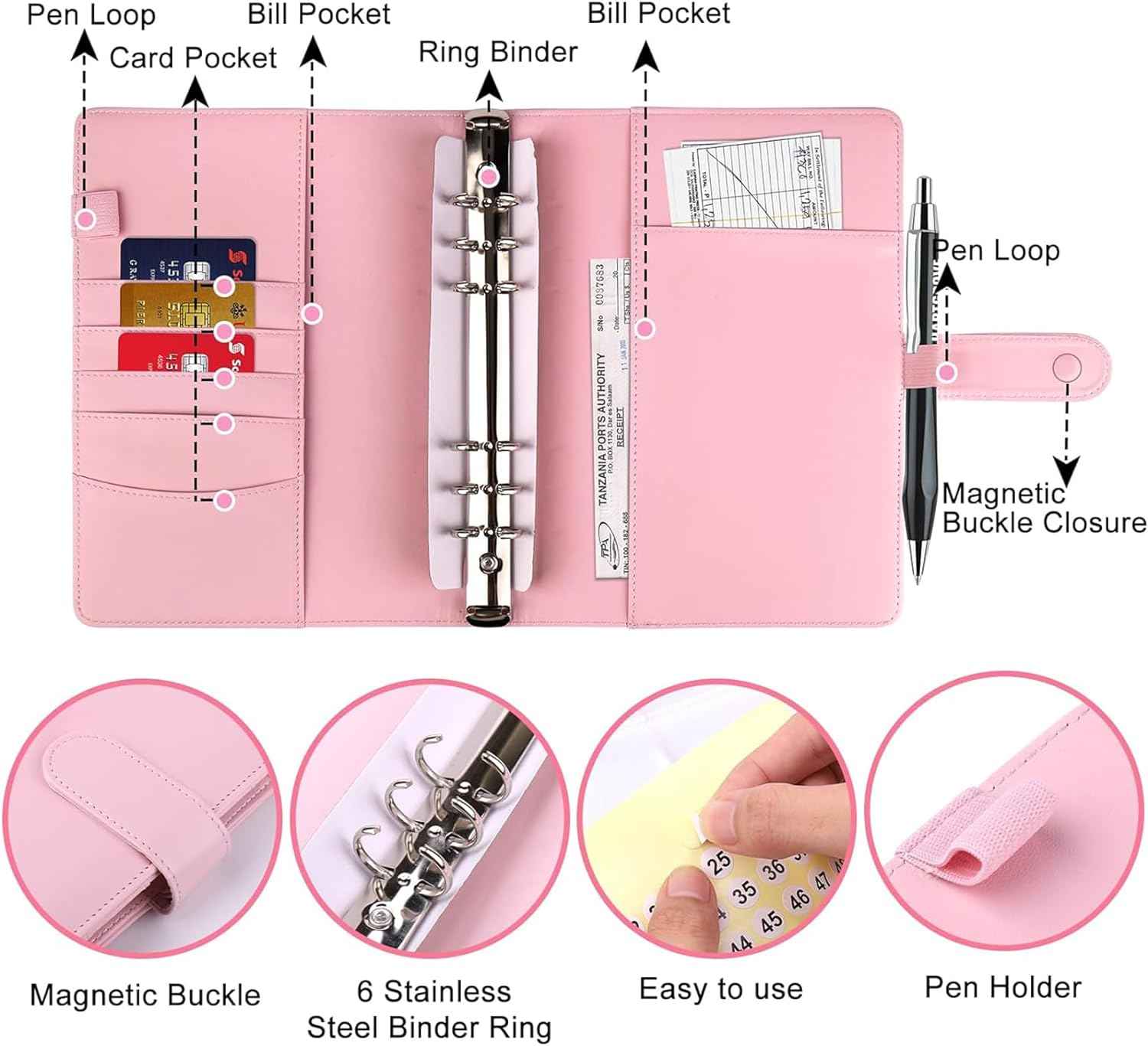 100 Day Challenge A5 Money Saving Budget Binder Pink - TTpen