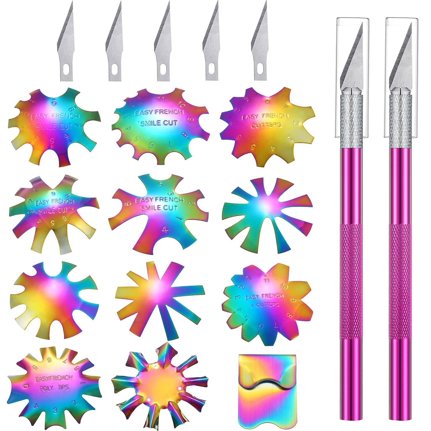 19Pcs French Nail Trimmer Set with Cutting Knife and Spare Blades Purple