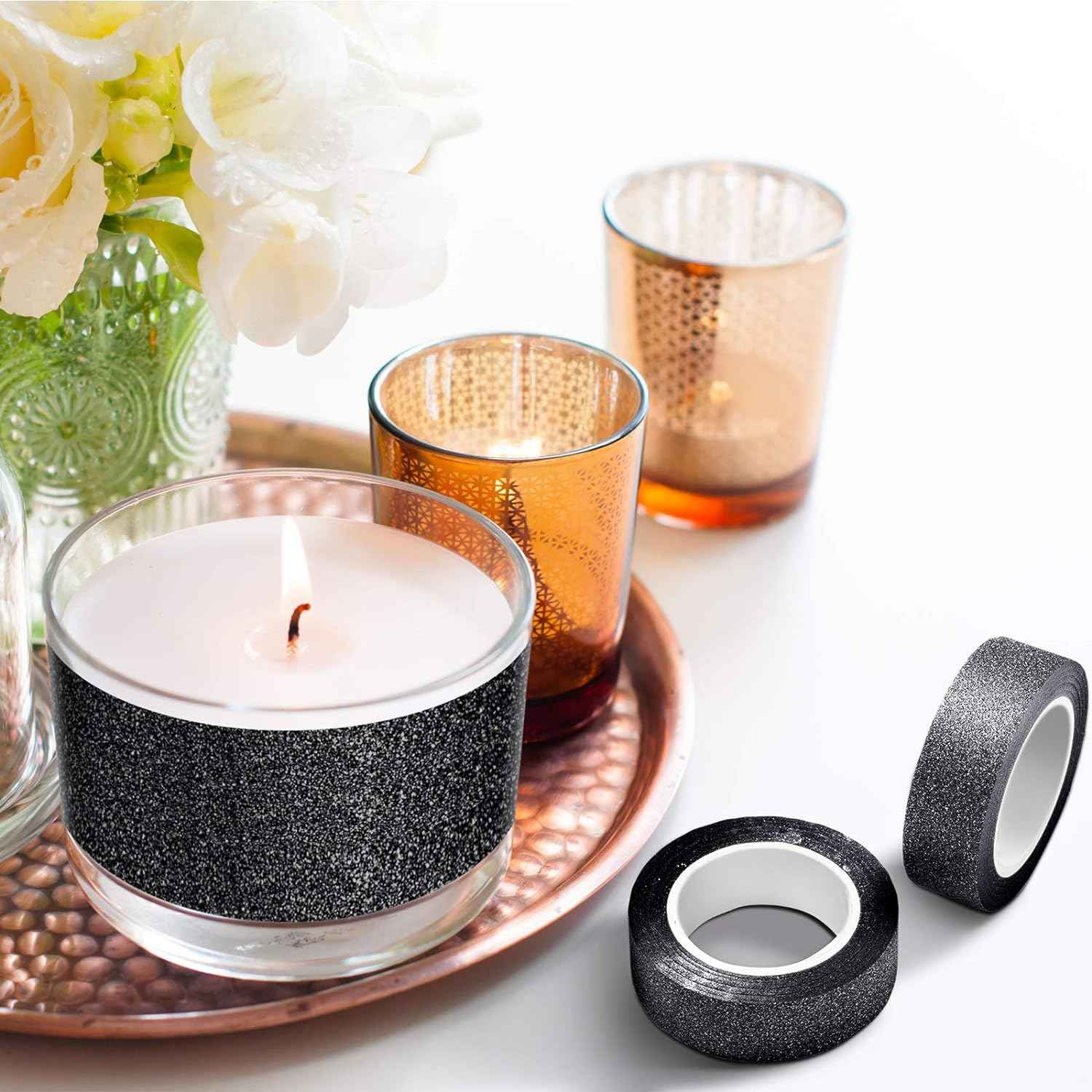 4 Rolls 0.6Inch x 11 Yards Glitter Washi Tape Crafting Masking Tape - TTpen