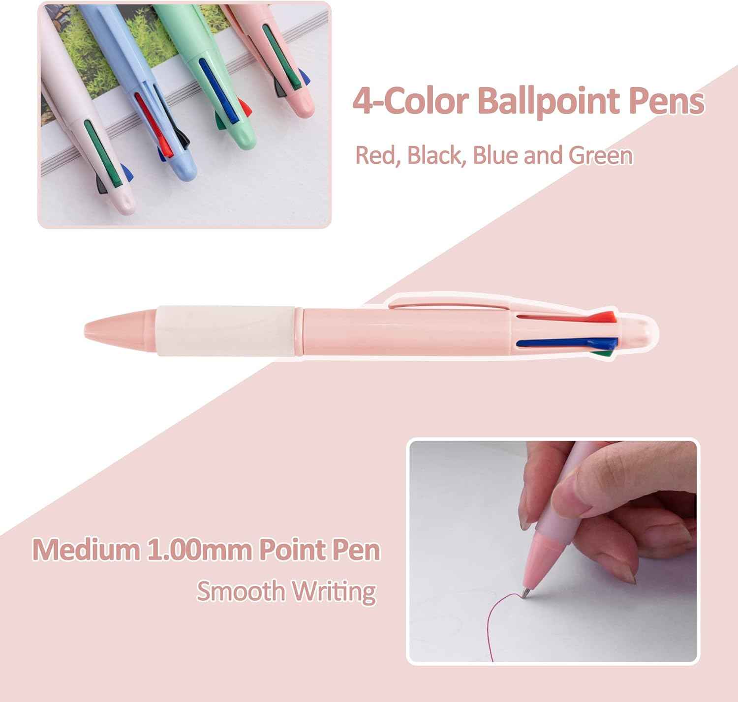8 Pack BallPoint Multi Pens 4-in-1 Colored Pens (1.0mm) - TTpen