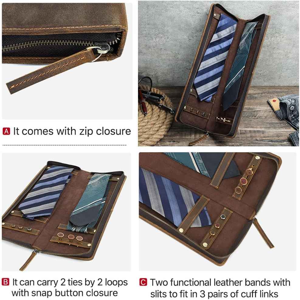 Ties Travel Case Leather Neckties Storage Box